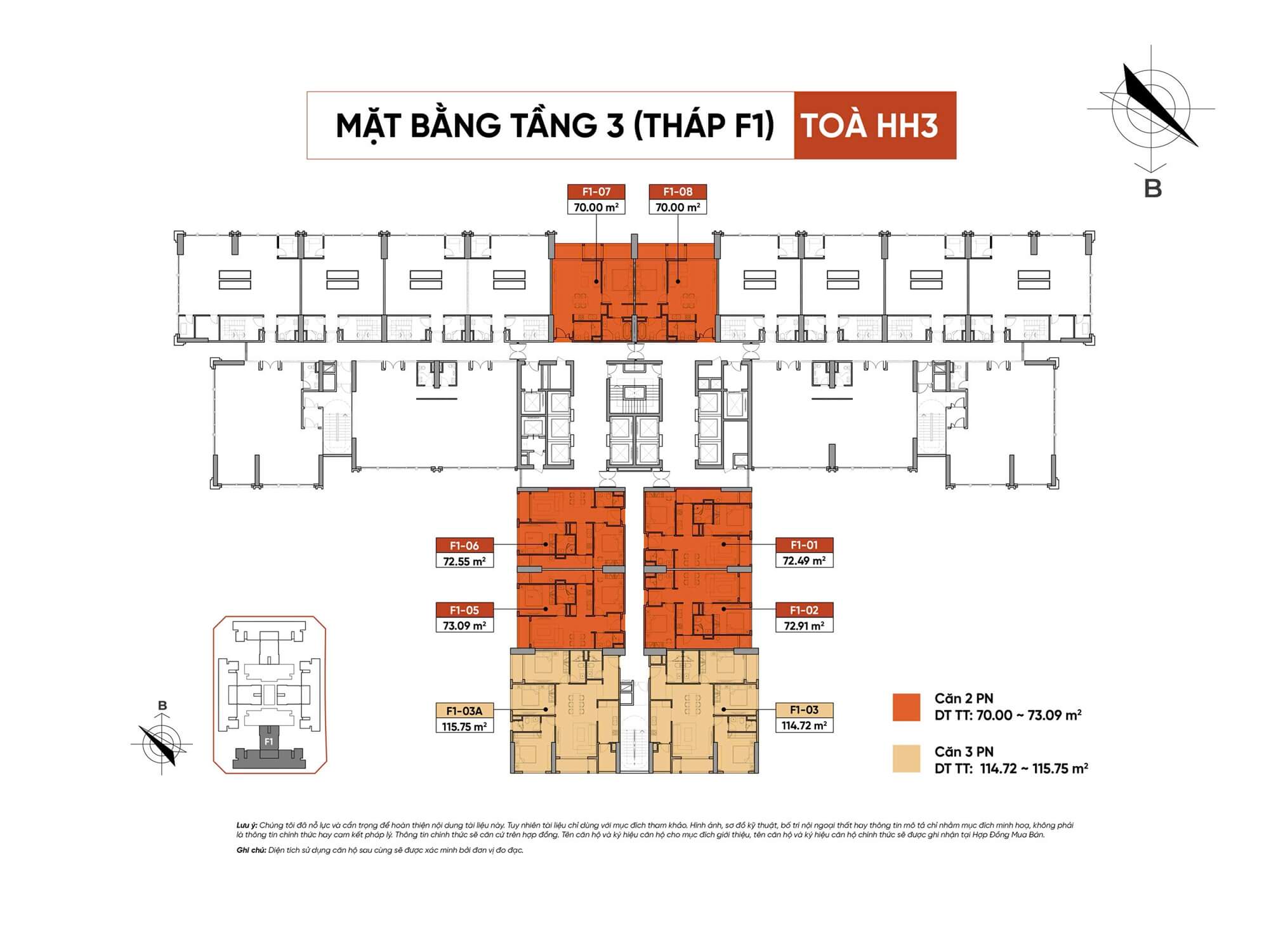 mặt bằng tầng 3 tòa f1 dự án the flame vine hinode royal park