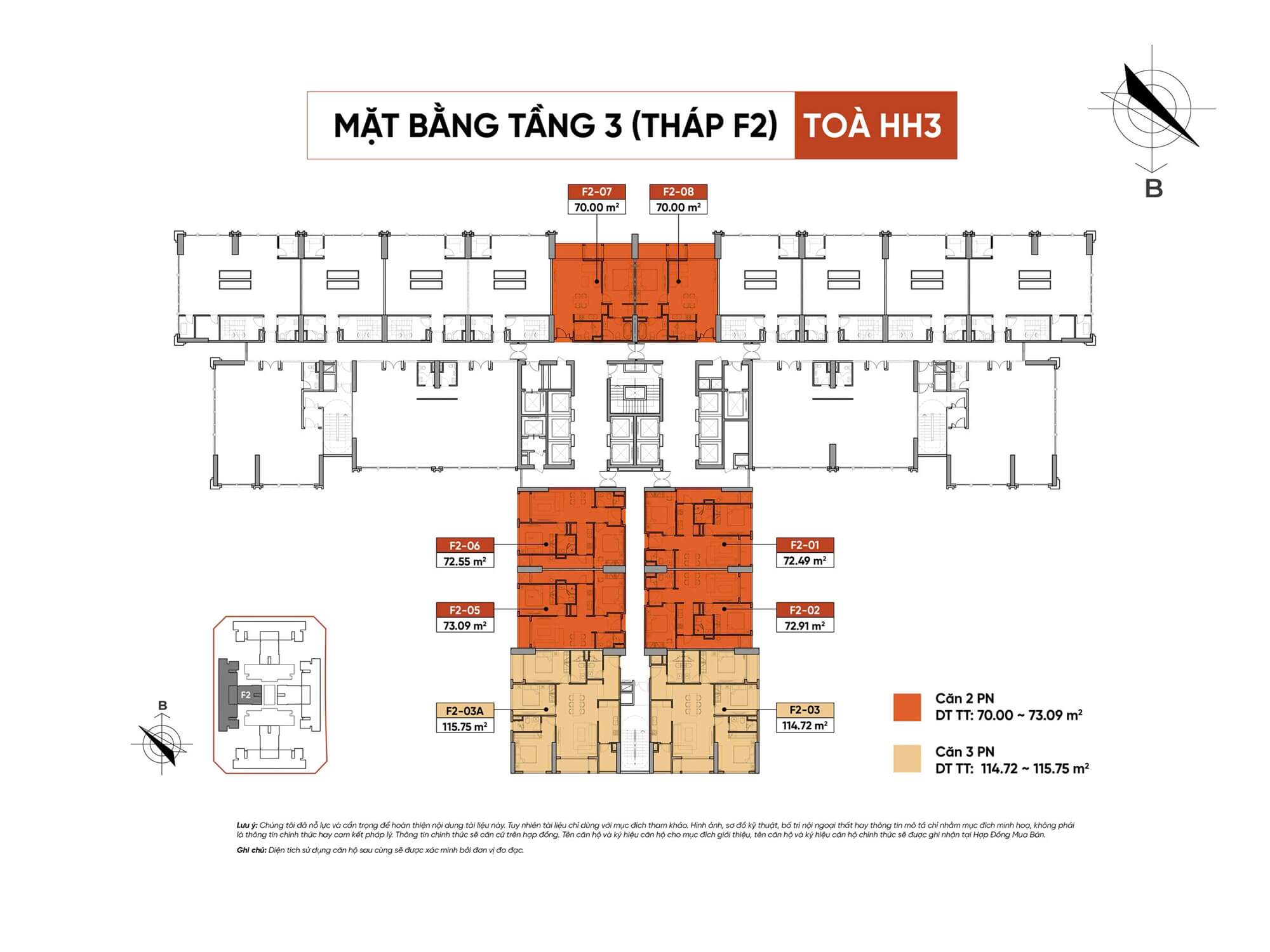 mặt bằng tầng 3 tòa f2 dự án the flame vine hinode royal park